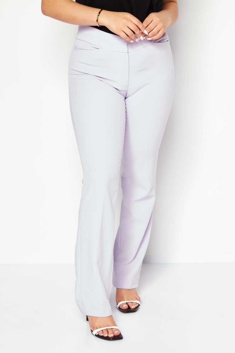 Tahari Women Regular Fit Textured Pants, Lilac  - Image 1