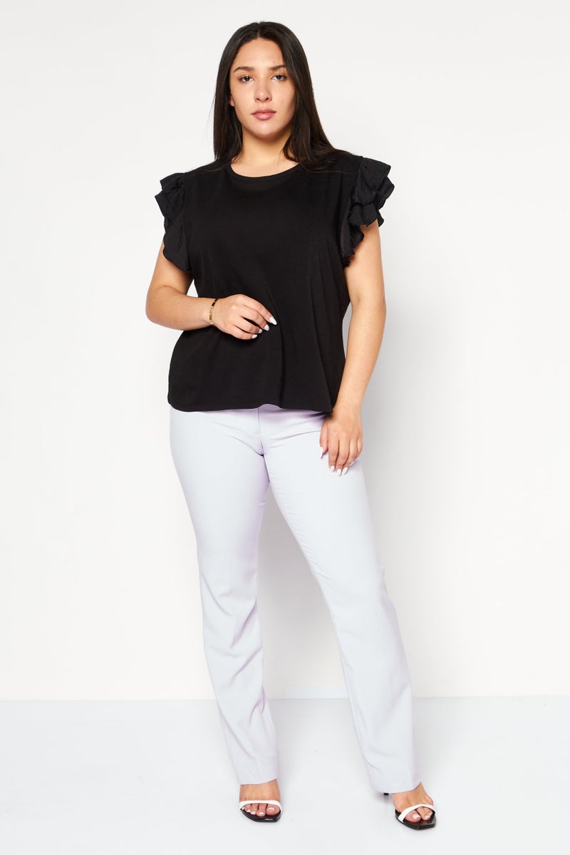 Tahari Women Regular Fit Textured Pants, Lilac  - Image 2