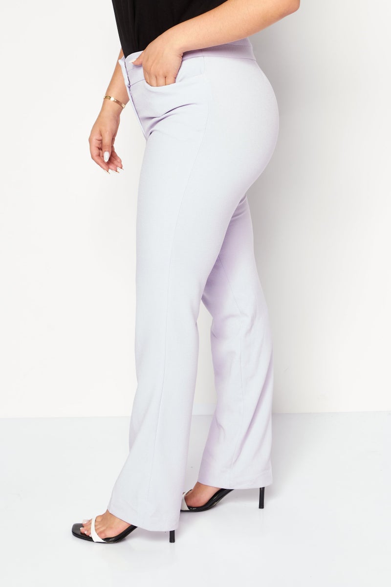 Tahari Women Regular Fit Textured Pants, Lilac  - Image 3