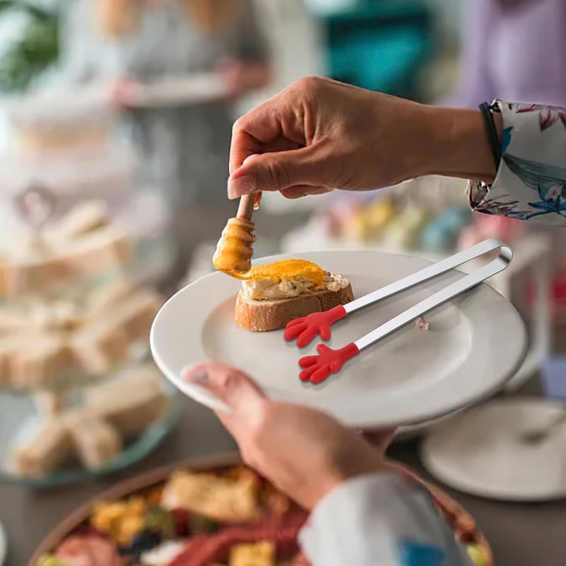 Shindel Small Tongs, 5.1 Inch Mini Tongs for Kids, Cute Kitchen Gadgets for Serving Candy, Appetizers, Snack, Chip, Pickle, Fruit, Ice Cube, Great for Fine Motor - Image 4