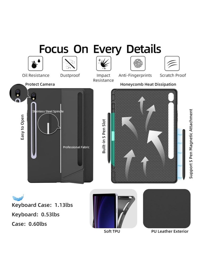 بروتيكت لوحة مفاتيح واقية من PROTECT لجهاز سامسونج تاب 12.4 إنش | بلوتوث، لوحة لمس، إضاءة خلفية، حامل قابل للتعديل، رمادي – الموديل: HL118A-10P - Image 4