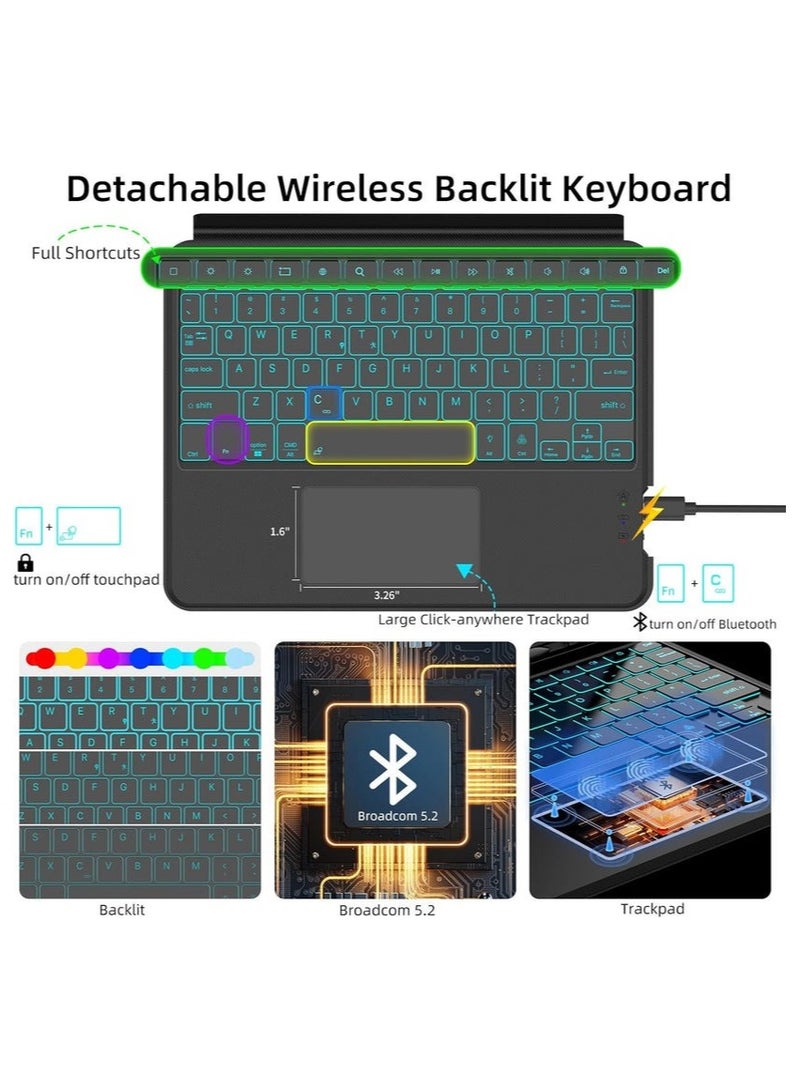 بروتيكت لوحة مفاتيح واقية من PROTECT لجهاز سامسونج تاب 12.4 إنش | بلوتوث، لوحة لمس، إضاءة خلفية، حامل قابل للتعديل، رمادي – الموديل: HL118A-10P - Image 3