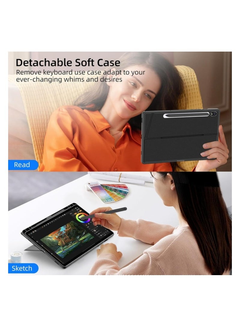 بروتيكت لوحة مفاتيح واقية من PROTECT لجهاز سامسونج تاب 12.4 إنش | بلوتوث، لوحة لمس، إضاءة خلفية، حامل قابل للتعديل، رمادي – الموديل: HL118A-10P - Image 2