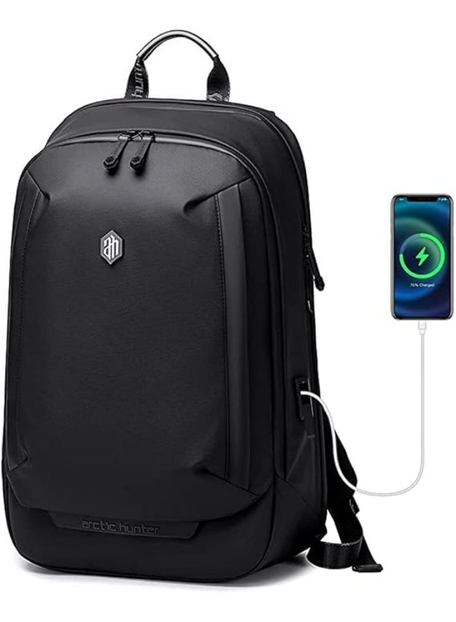 أركتيك هانتر حقيبة كتف Arctic Hunter مضادة للسرقة مقاس 15.6 بوصة مقاومة للماء مع جيوب متعددة ومنفذ USB مدمج للرجال والنساء (أسود) - Image 1