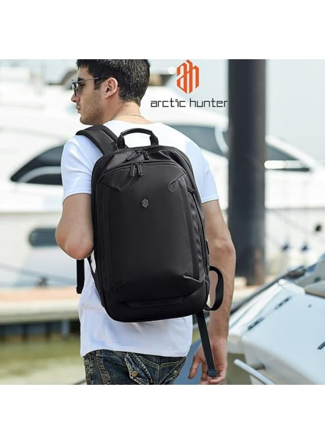 أركتيك هانتر حقيبة كتف Arctic Hunter مضادة للسرقة مقاس 15.6 بوصة مقاومة للماء مع جيوب متعددة ومنفذ USB مدمج للرجال والنساء (أسود) - Image 2