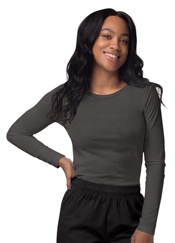 Sivvan Scrubs for Women - Long Sleeve Comfort Underscrub Tee - S8500 - Charcoal - S - Image 1
