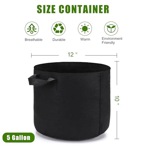 OPPOLIFE 5Pack 5 Gallon Plant Grow Bags Heavy Duty Aeration Fabric Pots with Handles for Garden and Planting - Image 3