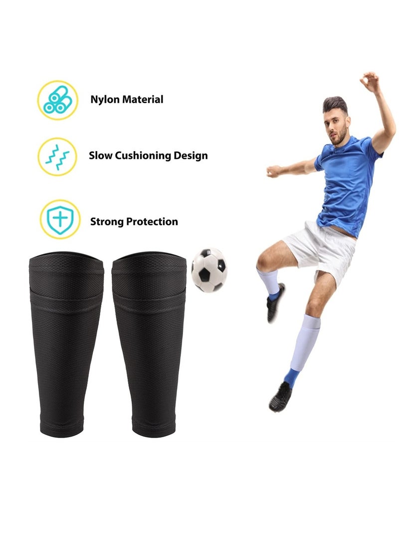 Luckam 2 Pairs Soccer Shin Guard Socks, Breathable Soccer Shin Guard Sleeves with Pocket for Football Shin Pads, Shin Pads Holder for Kicking Ball, Running, Cycling - Image 5