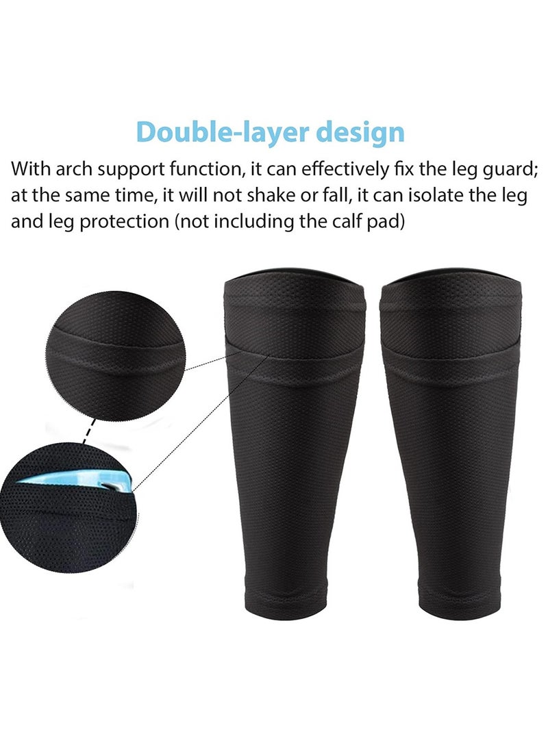 Luckam 2 Pairs Soccer Shin Guard Socks, Breathable Soccer Shin Guard Sleeves with Pocket for Football Shin Pads, Shin Pads Holder for Kicking Ball, Running, Cycling - Image 4