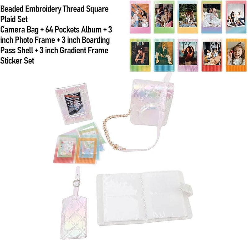 طقم ملحقات Instax Mini 12 مع حافظة جلدية وألبوم صور وإطارات وملصقات باللون الأبيض - Image 3