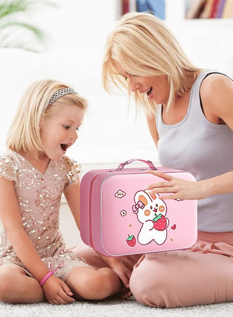 Back to School Gift Set for Students - 50+Pcs Premium Stationery Kit with Pink Suitcase, Castle Blocks, 12 Acrylic Markers, 5 Notebooks, Pencils, Clay & More