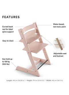 STOKKE Tripp Trapp Chair Adjustable, Convertible Baby High Chair For Toddlers , Children And Adults Convenient, Comfortable And Ergonomic Classic Design Serene Pink  - Image 4