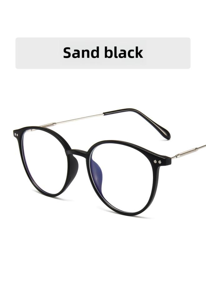 New Lightweight Women's Plain Plain Glasses Retro Oval Rice Nail Glasses Frame Korean Anti-blue Glasses