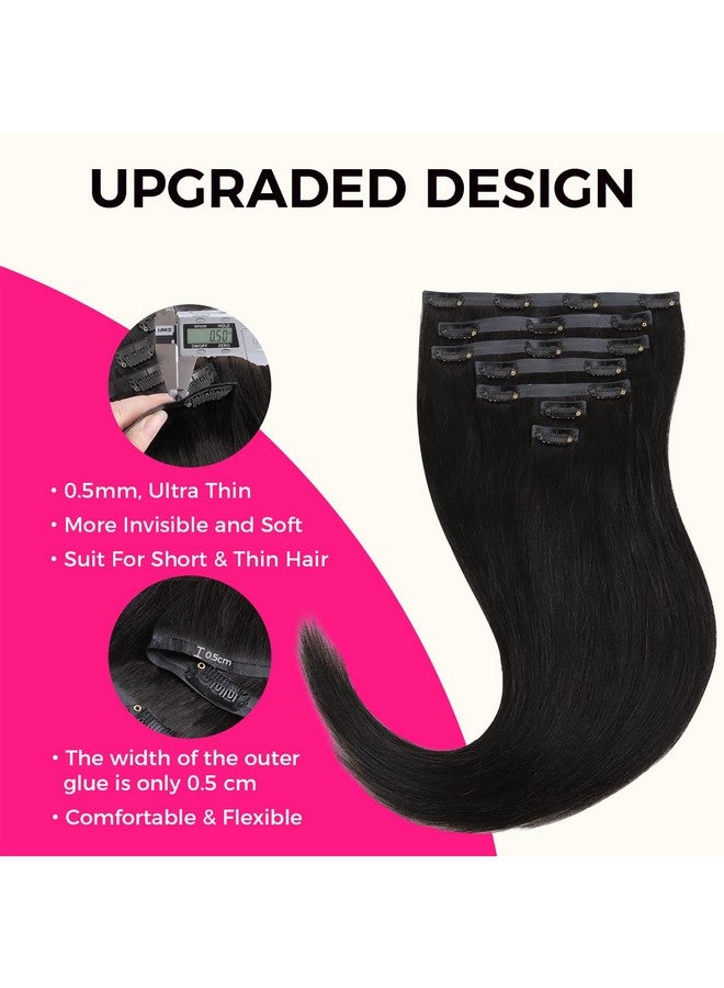 لاشي وصلات شعر بدون درزات من شعر بشري مستقيم من Yaki بطول 16 بوصة، 7 قطع، 110 جرام، وصلات شعر من البولي يوريثان الأسود الطبيعي للنساء ذوات البشرة السمراء - Image 3