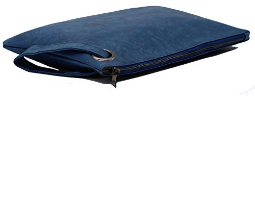Amaze Womens Oversized Clutch Bag Large PU Leather Pouch Evening Handbags Envelope Purse with Wristlet Shoulder Lady (Blue) - Image 3