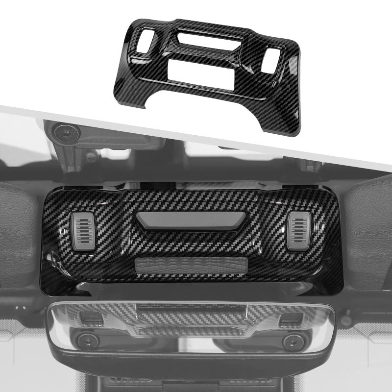 Jimen Compatible with Jeep Wrangler JL JLU Gladiator JT 20242025 Interior Rearview Mirror Upper Panel Cover Trim Carbon Fiber