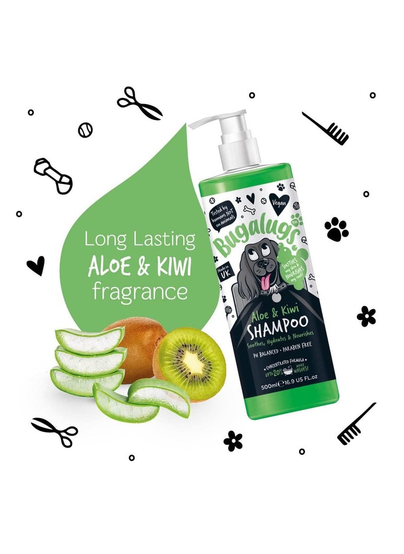 Dog Shampoo Soothing Aloe and Kiwi dog pet grooming shampoo and conditioner products for smelly dogs with tropical fragrance best puppy sensitive skin shampoo 500ml