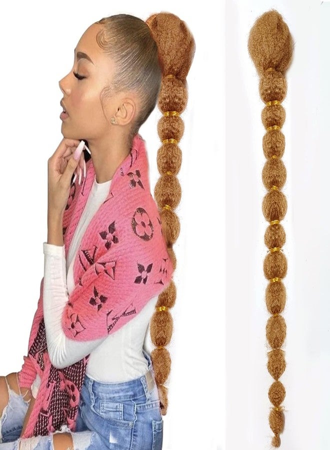 shufang Drawstring Ponytail for Black Women 22 Inch Kinky Afro Bubble Braided Ponytail Extension Clip on Pony Tail Hair Extension Curly Braided Afro Puff Drawstring 30# Brown - Image 1