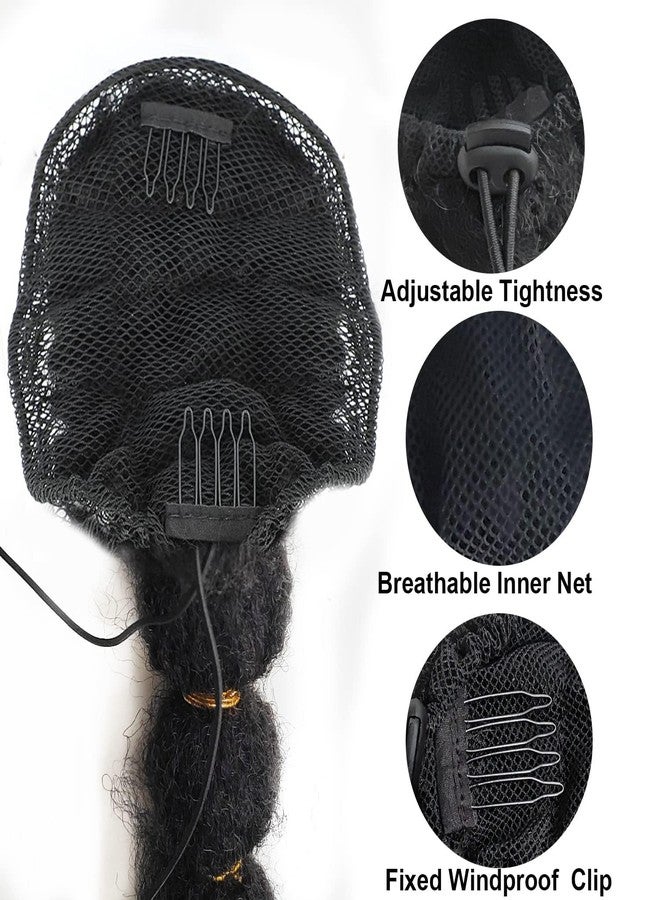 shufang Drawstring Ponytail for Black Women 22 Inch Kinky Afro Bubble Braided Ponytail Extension Clip on Pony Tail Hair Extension Curly Braided Afro Puff Drawstring 30# Brown - Image 5