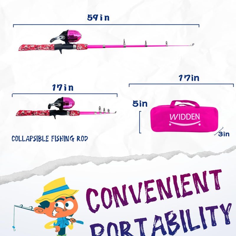 WIDDEN 2 Pack Kids Fishing Pole, Portable Telescopic Kids Fishing Poles Set for Boys and Girls, Fishing Rod and Reel Combo Kit with Tackle Box, and Fishing Net, Best Fishing Pole for Toddler Youth - Image 2