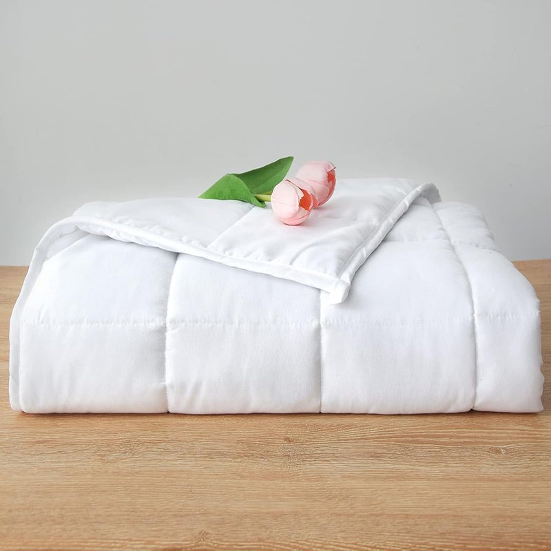 PRETTY NIGHT Treated anti-rust metal Weighted Blanket 15lbs Queen Size White 60"x80" Weighted Blankets for Adults Heavy Blanket are Comfortable and Cozy Classic trendy design picks - Image 1
