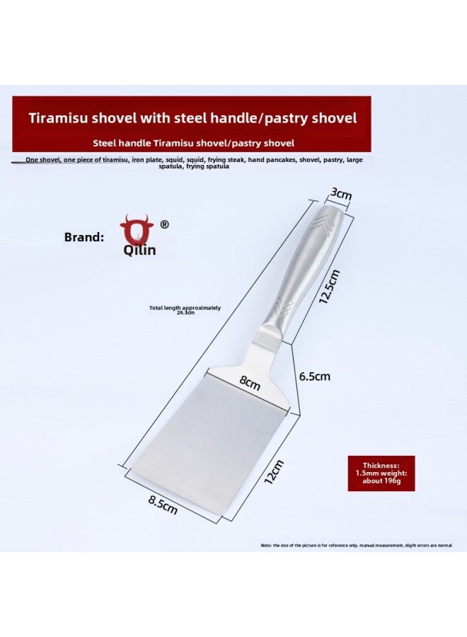 High-grade Stainless Steel Handle Tiramisu Special Shovel Baking Pastry Shovel Fried Steak Teppanyaki Multi-purpose Shovel-Color:Steel Handle Thickened Tiramisu Pastry Shovel (one-piece Molding) Durable - Image 1