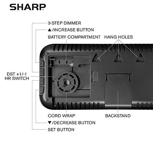 Sharp Large Oversized Screen LED Clock with Outdoor/Indoor Temperature with Outdoor Sensor, with Date and Day of Week – 14 inch Clock with 4 inch Digits - Image 4