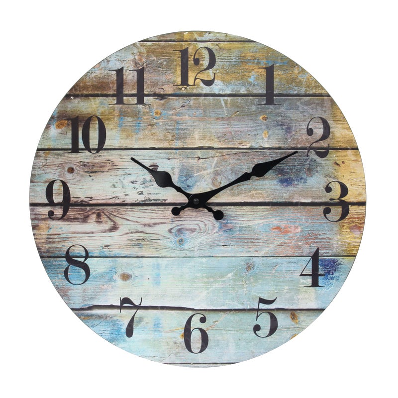 Stonebriar Stonebriar Vintage Farmhouse Wooden 14 Inch Round Battery Operated Hanging Wall Clock 