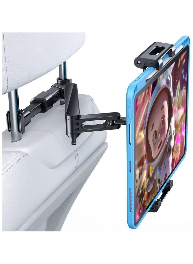 Car Headrest Tablet Holder, Universal ipad Car Backseat Mount, Road Trip Stand for Kids or Adults, Adjustable Distance Viewing Angle,360° Rotating Screen 4.7-11" Tablet (Scalable - Red) - Image 2