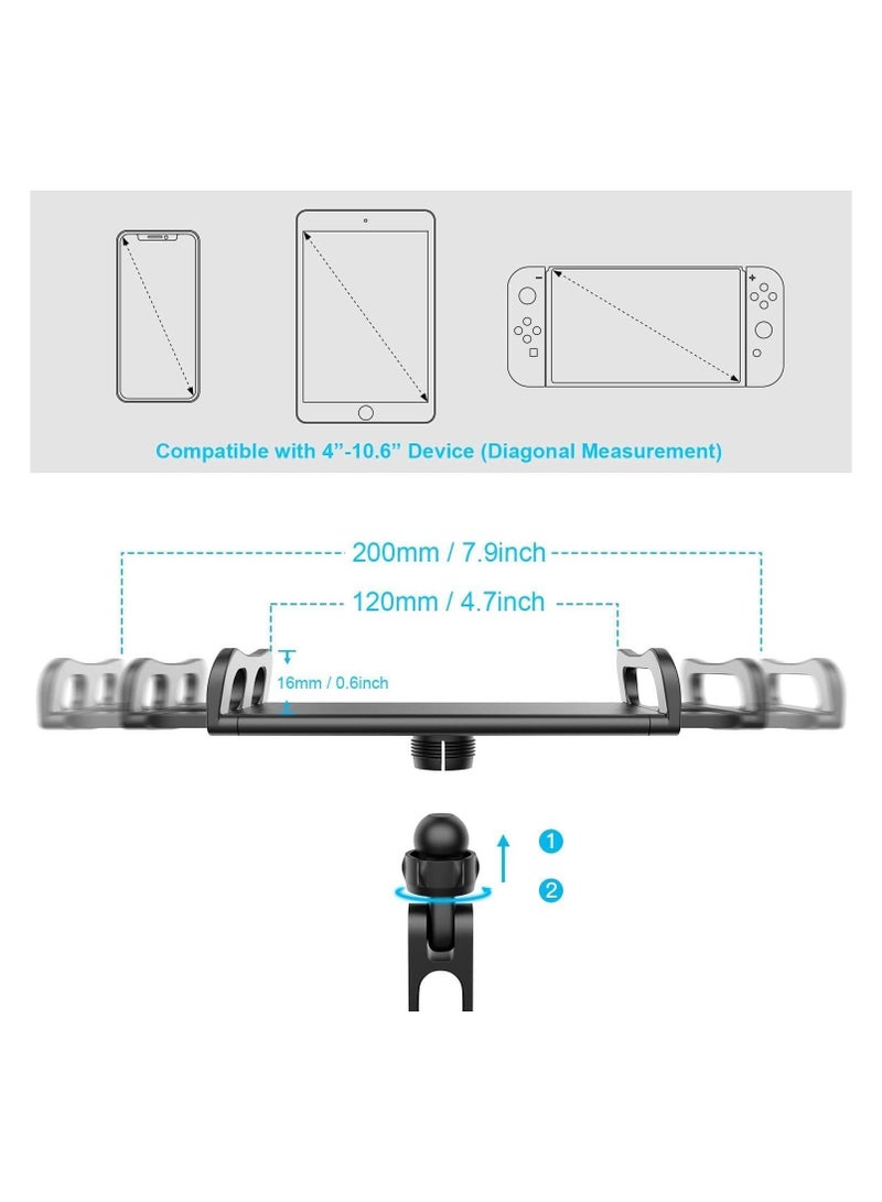 Car Headrest Tablet Holder, Universal ipad Car Backseat Mount, Road Trip Stand for Kids or Adults, Adjustable Distance Viewing Angle,360° Rotating Screen 4.7-11" Tablet (Scalable - Red) - Image 5