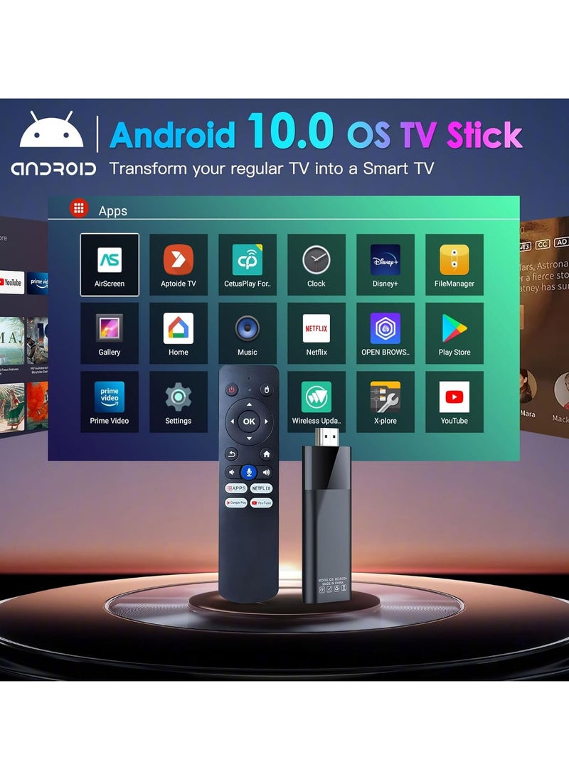 BL Android TV Stick 4K, 2024 Android TV Stick 10.0 2GB RAM 16GB ROM, 4K TV Stick H313 CPU Supports 2.4G/5G Wi-Fi Bluetooth 5.0 USB, Android TV Stick with Bluetooth Voice Remote Control
