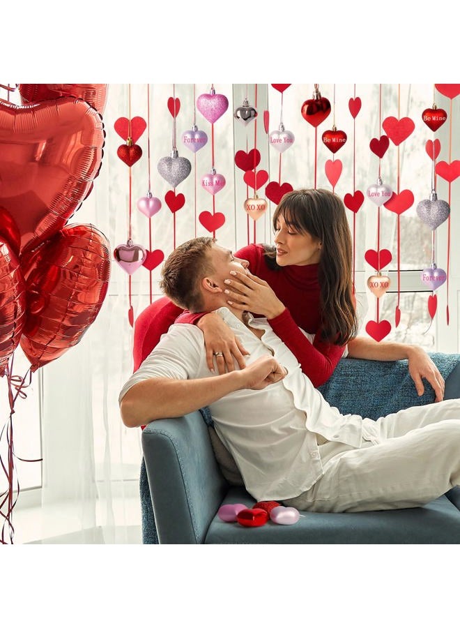 Melisheer 36 Pack Valentine Day Heart Shaped Ornaments Romantic Heart Hanging Baubles Colorful Romantic Glossy Hearts Valentine's Day Decor for Party - Image 5