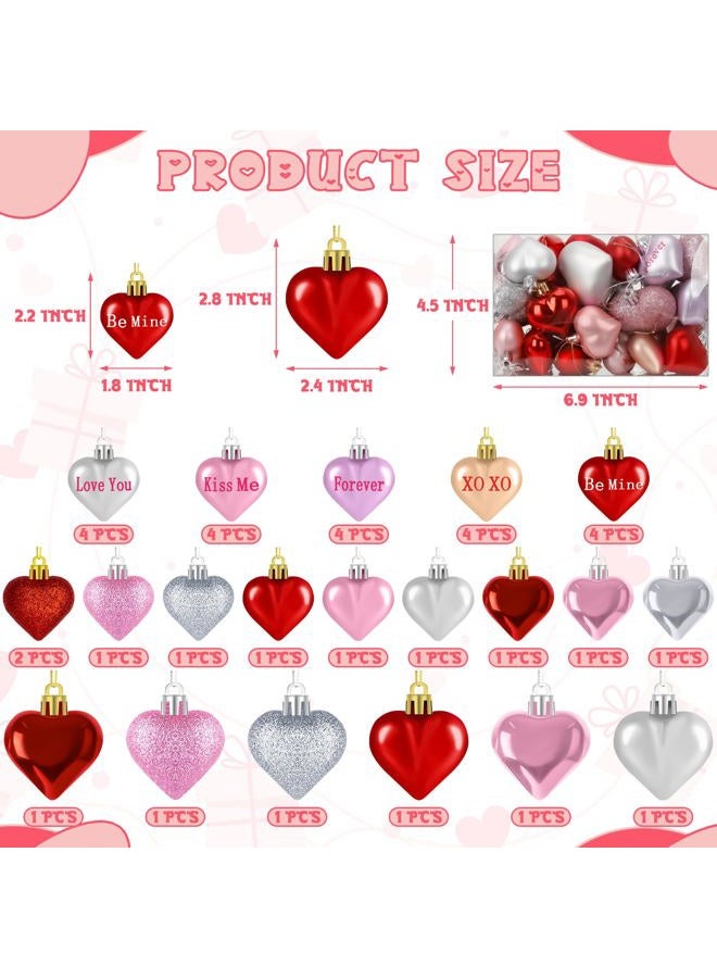 Melisheer 36 Pack Valentine Day Heart Shaped Ornaments Romantic Heart Hanging Baubles Colorful Romantic Glossy Hearts Valentine's Day Decor for Party - Image 2