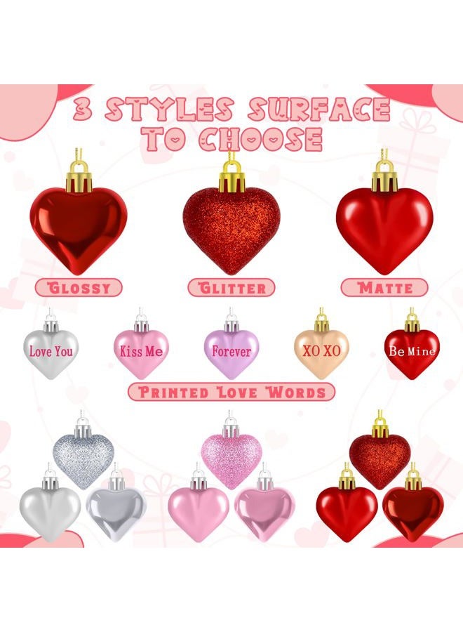 Melisheer 36 Pack Valentine Day Heart Shaped Ornaments Romantic Heart Hanging Baubles Colorful Romantic Glossy Hearts Valentine's Day Decor for Party - Image 3