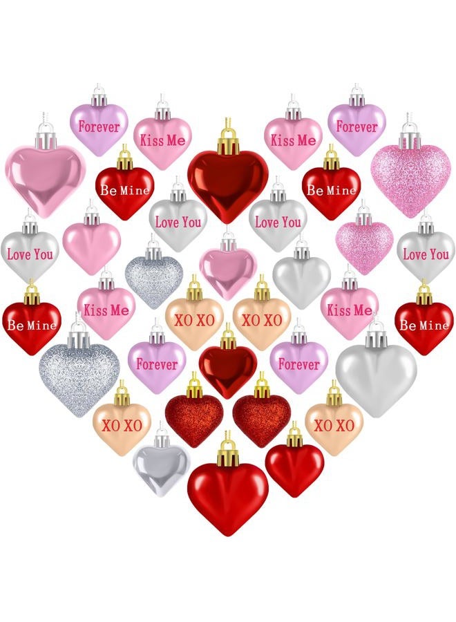 Melisheer 36 Pack Valentine Day Heart Shaped Ornaments Romantic Heart Hanging Baubles Colorful Romantic Glossy Hearts Valentine's Day Decor for Party - Image 1
