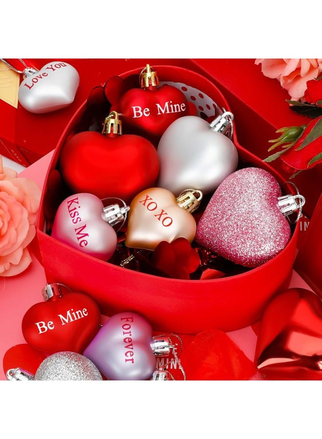 Melisheer 36 Pack Valentine Day Heart Shaped Ornaments Romantic Heart Hanging Baubles Colorful Romantic Glossy Hearts Valentine's Day Decor for Party - Image 4
