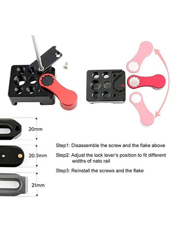 NICEYRIG NATO Lock Clamp with Quick Release Safety Rail 7cm for LED Light Video Monitor Microphone - 080 - Image 4