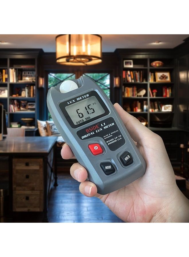 BSIDE Digital Light Meter Lux Tester Illuminance Luxmeter, 0-200,000 Lux Portable Environment Luminometer Photometer for Garden Film Indoor Classroom Plants LED Grow Light Photography - Image 2