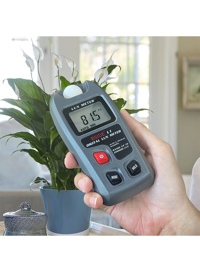 BSIDE Digital Light Meter Lux Tester Illuminance Luxmeter, 0-200,000 Lux Portable Environment Luminometer Photometer for Garden Film Indoor Classroom Plants LED Grow Light Photography - Image 4