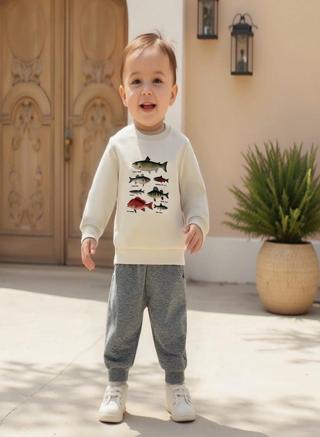 Fernvia Toddler Baby Boy Fall Clothes Animal Print Long Sleeve Pullover Tops + Drawstring Pants Winter Outfits, C-fish Grey, 18-24 months - Image 2