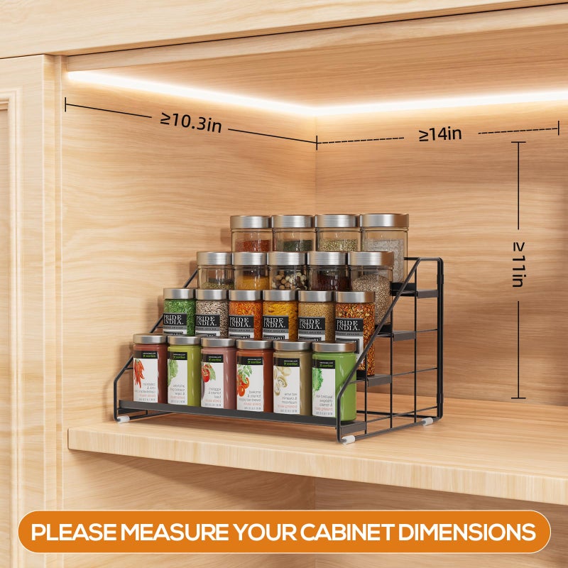 GIGIFTREE Spice Rack Organizer for Cabinet, 4 Tiered Spice Rack Organizer, Tiered Adjustable Spice Shelf for Kitchen Countertop Organization, Bright Black - Image 2