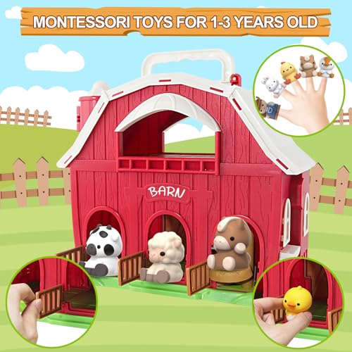 Letapapa Farm Animals Big Barn Toy for 1 2 3 Year Old, Toddler Educational Montessori Toys, Farm Pretend Playset with Barn & Farmer, Christmas Birthday Easter Gift for Toddler Baby Boys Girls 1-3 Years - Image 5