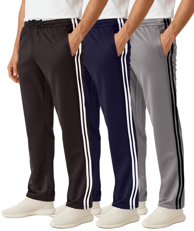 REALESSENTIALS Real Essentials 3 Pack: Men's Mesh Open Bottom Sweatpants Gym Active Athletic Workout Casual Pants with Pockets- Set 5 3XL - Image 1