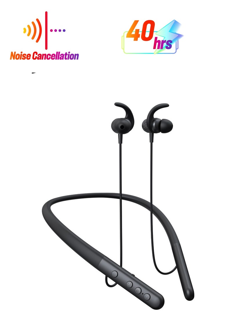 Soundbreeze SEEKEN Soundbreeze Wireless Bluetooth Headphones - Black | 40 Hours Playtime | Magnetic Cable | Premium Design | High-Quality.  - Image 1