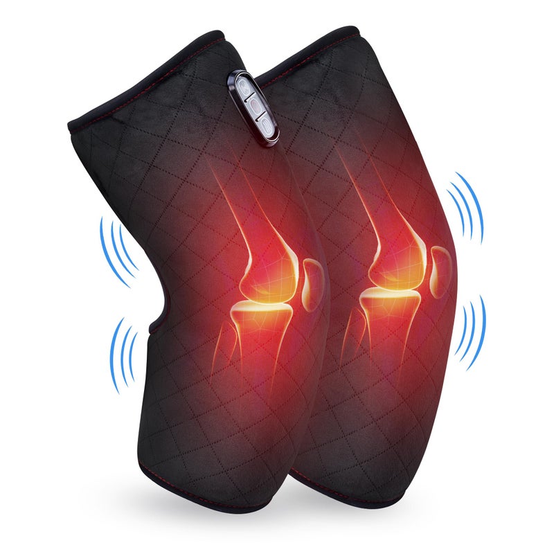 COMFIER مدلك الركبة المدفأ COMFIER مع وسادة تدفئة للركبة، مؤهل لـ FSA HSA، هدايا عيد الميلاد للأب والأم والرجال والنساء، لفات دافئة للركبة للاسترخاء، وسادة تدفئة للركبة للرجال والنساء وكبار السن - Image 1