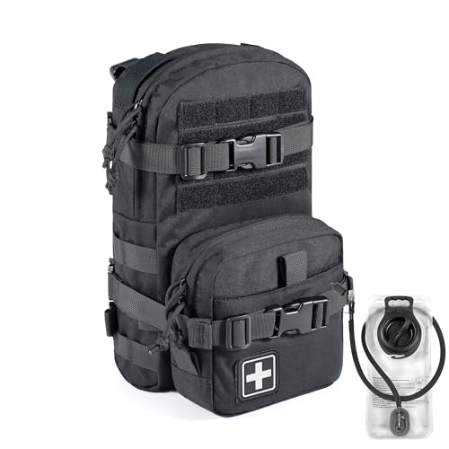 CLTAC Tactical Small MOLLE Hydration Pack Outdoor Water Bladder Carrier Pack for Vest Backpack(Black+Bladder) - Image 1