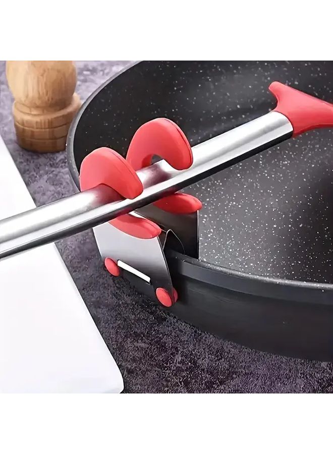 Red Stainless Steel Kitchen Organizer With Heat Resistant Spoon Holder Multi Functional Countertop Storage Rack For Pots Pans Utensils And Spoons Ideal For Home Cooking And Professional Kitchen - Image 1