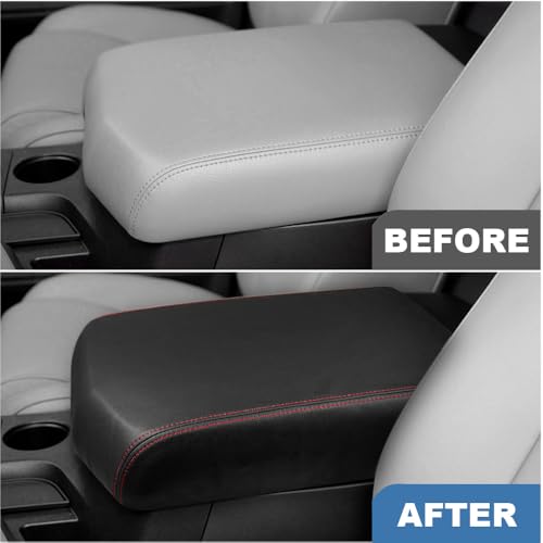 DEYTOP Center Console Cover for Toyota Tundra 20072013 Accessories Car Armrest Cover for Toyota Sequoia 20082022 Accessories AntiScratch Armrest Protector Black with Red Stitches 20072013 - Image 3