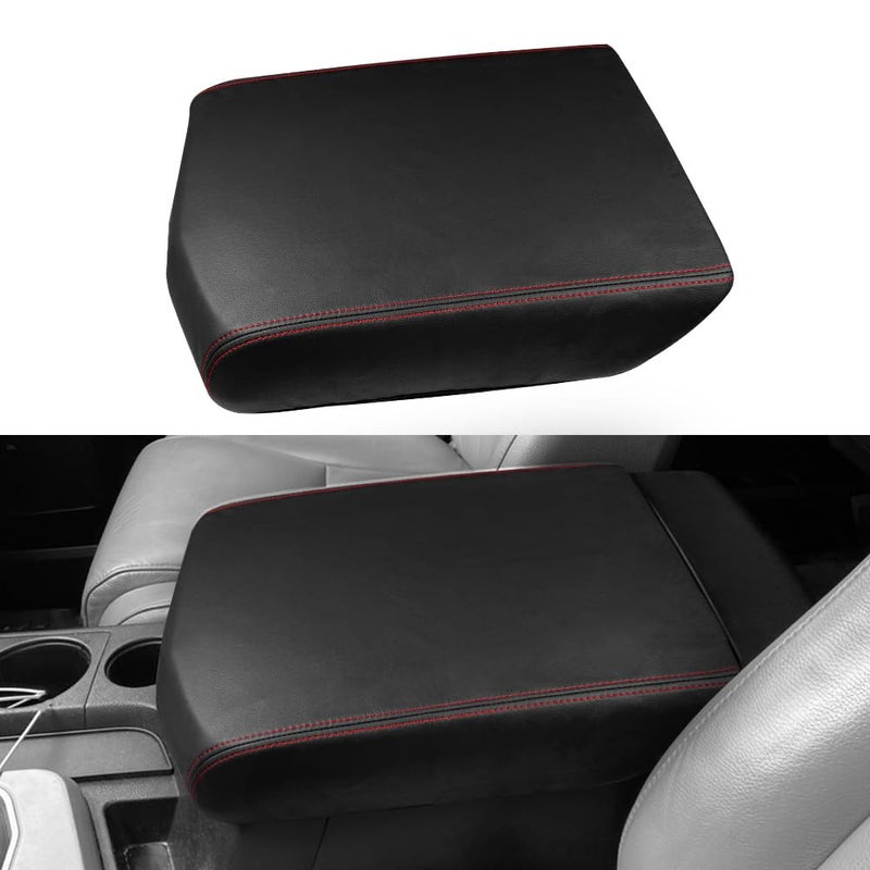 DEYTOP Center Console Cover for Toyota Tundra 20072013 Accessories Car Armrest Cover for Toyota Sequoia 20082022 Accessories AntiScratch Armrest Protector Black with Red Stitches 20072013 - Image 2
