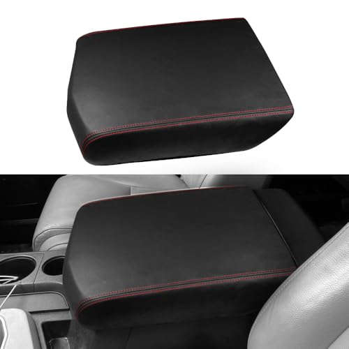 DEYTOP Center Console Cover for Toyota Tundra 20072013 Accessories Car Armrest Cover for Toyota Sequoia 20082022 Accessories AntiScratch Armrest Protector Black with Red Stitches 20072013 - Image 1